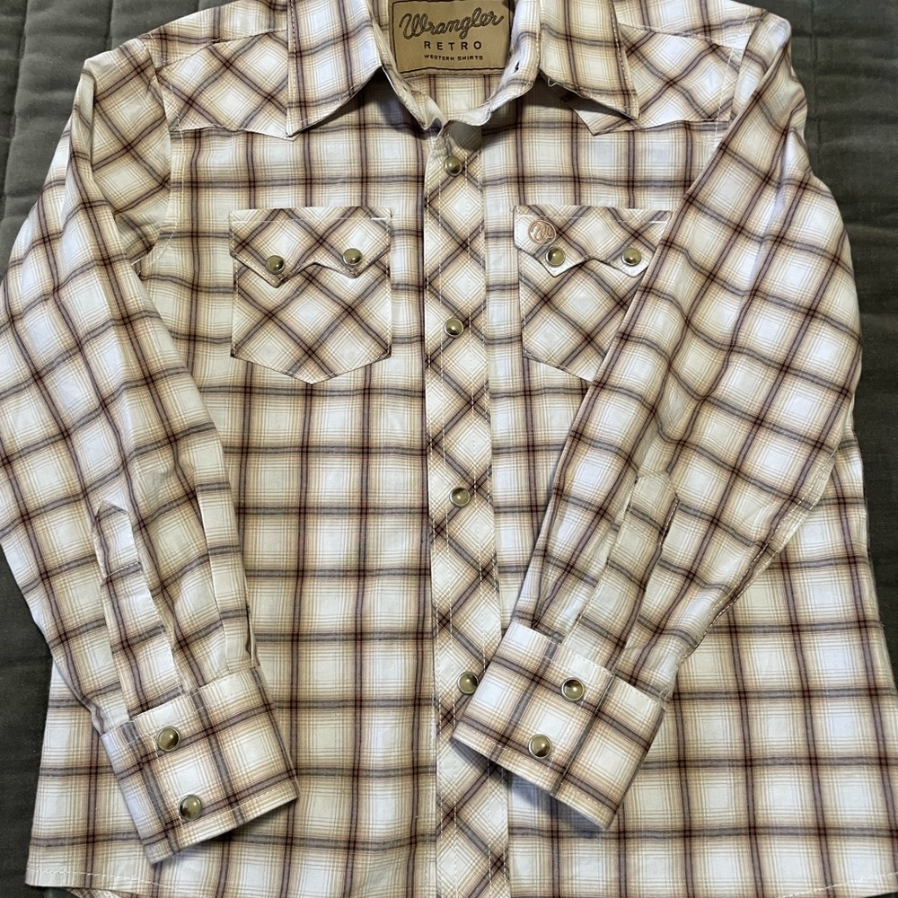 Wrangler Retro Beige and Brown Plaid Shirt